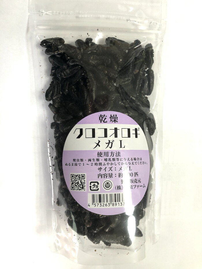 乾燥 クロコオロギ　約50g(約200匹)　メガLサイズ　爬虫類 観賞魚 両生類 哺乳類 トカゲ カエル ハリネズミ モモンガ 保存食にも【AUFA】