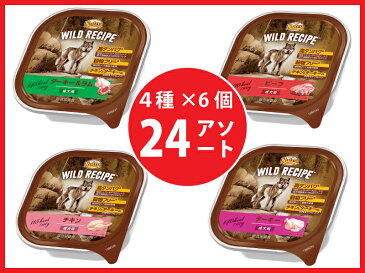 ＜送料無料＞【PET】Nutro ニュートロ ワイルドレシピ チキン・ビーフ・ターキー・ラム 成犬用 4種×6個＝24トレイ(各100g) アソート 高タンパク・穀物フリー ＜総合栄養食＞【T】