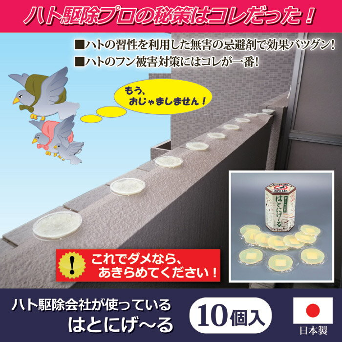 【生活雑貨】鳩駆除会社が使っている「はとにげ〜る」＜10個入り＞ はと駆除,鳩忌避剤,ハトのフン被害対策【SN】