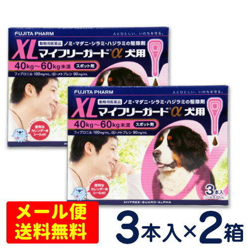 特価SALE マイフリーガードα 犬用 XL 40〜60kg 3本入り 2箱セット[4箱までメール便対応・代引き不可] ノミ・マダニ駆除剤