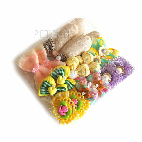 お楽しみペット用リボン　アソート　ベージュ系他　16ケ入　【メール便対応】　★