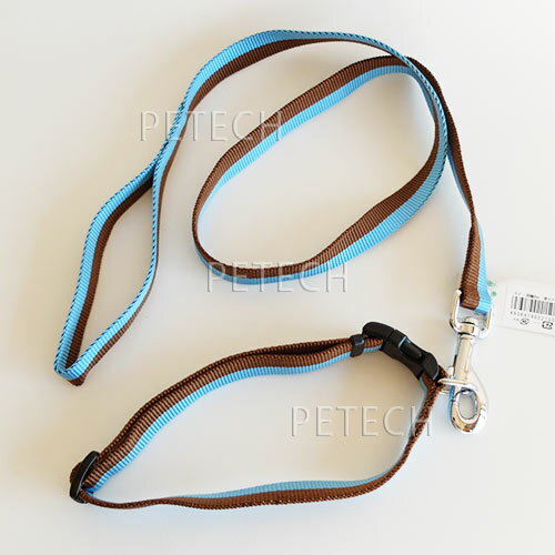 【メーカー廃番品】リード・首輪セット（幅2cm）　茶/ブルー　【メール便対応】　★