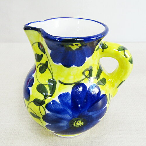 ■スペイン陶器■ハエン 水差し Y&Bフラワー 36AA