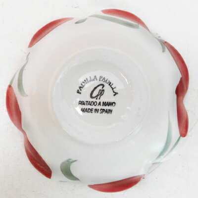 ■スペイン陶器■ハエン　フリル ボウル レッドフラワー