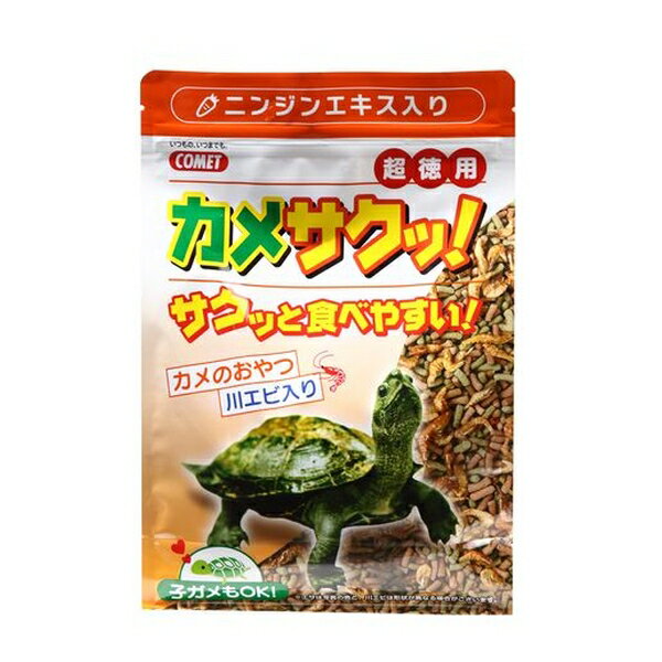 商品の特徴 イトスイ カメサクッ!超徳用 300g ●ニンジンエキスに含まれる豊富なビタミンAがカメの健康を維持します。 ●ニンジンエキス入りスティックと川エビをバランスよく配合した水棲爬虫類用飼料 製品仕様 ●原材料 フィッシュミール、小麦粉、シュリンプミール、フィッシュレバー、ブラインシュリンプ、海藻、ニンジンエキス、川エビ ●内容量200g ●賞味期限:30カ月 ●原産国または製造地:台湾 JANコード：4971453055779 ※商品詳細につきましてはメーカーHP等よりご確認下さいますようお願いいたします。※商品のデザイン、仕様は予告なく変更する場合がありますのでご了承ください。