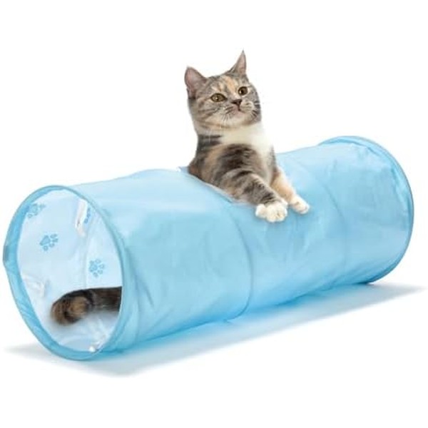 ◇猫壱 キャットトンネルブルー | キャットトンネル 猫用トンネル 猫おもちゃ ネコ玩具 トンネル遊び カサカサ素材 キャットトンネルブルー 猫壱 コンパクトトンネル 猫の遊び道具 トンネル型おもちゃ 室内遊び ネコ用トンネル ポリエステル製 猫用おもちゃセット
