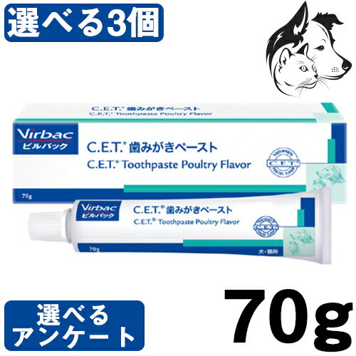 ビルバック 犬用・猫用 CET歯磨きペースト 70g 選べる3個 (チキン・バニラ・モルト・シーフード) 送料無料