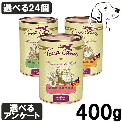 【マラソン期間は全商品P2倍以上】 テラカニス 愛犬用 ガーデンベジタブル ドッグ缶 400g 選べる24個 ( 6個 × 4箱 ) (レッド・オレンジ・グリーン) 送料無料