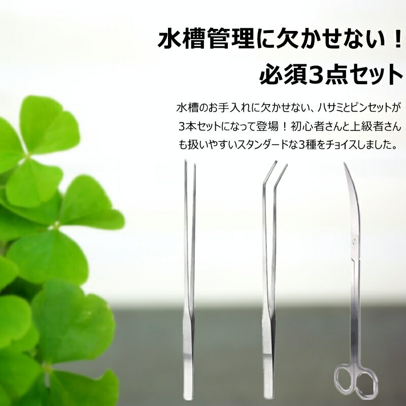 【3点セット】 水草 トリミング用 カーブハサミ ストレートピンセット カーブピンセット 水槽のお手入れ アクアリウム ハサミ ピンセット ステンレス製 メンテナンス レイアウト トリミングセット 水槽用品 ペット 水草植栽 水槽クリア 水槽掃除 水中園芸 ストレート