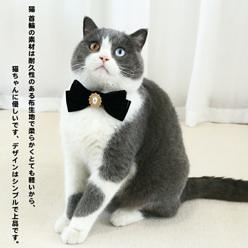 猫用首輪 ネコの首輪 布製 ペット用 子猫～成猫まで 簡単装着 軽くて柔らか 可愛い 猫の首輪 猫 撮影 道具 ペット飾り 優しい リボン付き ネクタイ猫用 サイズ調整 猫ちゃん