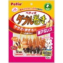 鶏ササミと砂ぎもの2つの味わい。小型犬にもぴったりサイズ！低脂肪な鶏ササミと鉄分豊富な砂ぎもを、コラーゲン豊富でしっかりした噛みごたえが楽しめる豚アキレスにダブルで巻いた食いつき抜群なスナックです！保存料・着色料　不使用。 →Product Details(English) ■JAN：4903588126666●お使いの端末や閲覧環境により、写真と実物の色味や質感が多少異なって見えることがございます。そのような場合はお客様ご都合となり返品及び交換はお受けできかねますのでご了承下さい。メーカーより ■鶏ササミと砂ぎもの2つの味わい＆小型犬にもぴったりサイズ 〈ペティオ Petio ササミ＋チキンガムMOGU ダブル巻き 豚アキレス〉 低脂肪な鶏ササミと鉄分豊富な砂ぎもを、コラーゲン豊富でしっかりした噛みごたえが楽しめる豚アキレスにダブルで巻いた、食いつきの良いスナックです。保存料・着色料は使っていません。 ・用途：間食 ・年齢：1歳〜 ・カロリー(100g当たり)：355Kcal ■商品情報 ●商品画像1 ・原材料：肉類(豚アキレス・鶏砂ぎも・鶏ササミ)、グリセリン ●商品画像2 ・成分値：粗たん白質：66.5％以上、粗脂肪：3.5％以上、粗繊維：0.1％以下、粗灰分：3.5％以下、水分：18.0％以下 ●素材をいかしたダブルの美味しさ ・豚アキレス…コラーゲン豊富でしっかりした噛みごたえが楽しめる＆小型犬にもぴったりサイズ ・MOGU砂ぎもハード…鉄分豊富な砂ぎもを使用。ハードな噛みごたえが楽しめる ・ササミ…旨味たっぷりで味わい深い鶏ササミ。低脂肪で良質たん白質を豊富に含みます ●認定工場 国から”指定鳥加熱処理施設”として認定された工場で製造しました。 衛生基準や加熱方法・温度管理など、いくつもの基準をクリアした工場で、品質にこだわって作っています。 ■おやつの頻度や与え方 犬におやつを与えるときに注意したいのは、1日の理想の摂取カロリーを超えないようにすることです。回数は数回に分けて少しずつ、普段の食事のバランスが崩れないように少量を意識することが重要。 たとえ愛犬からねだられても無意味に与えないようにしましょう。与える時はしつけのごほうびとして与えるのがよく、おやつはコミュニケーションツールにもなります。 おやつを与えると愛犬は喜びますが、与えすぎは肥満の原因に。タイミングと量を意識しながら与えていきましょう。 ■犬のおやつの選び方 ●体や年齢のことを考える 愛犬に与えるおやつとしては、犬の年齢や大きさに合わせておやつの硬さや形状などにも注意する必要があります。 硬くて噛みごたえのあるおやつは歯を強くしてくれますが、子犬や老犬は噛みやすく、飲み込みやすいものがおすすめです。 ●おやつの素材から選ぶ 犬にバランスの良いおやつを選ぶ場合は、野菜・果物系がおすすめ。いも類やかぼちゃ、にんじん、バナナ、りんごなどを使ったおやつがポピュラーで、普段のドッグフードでは摂取できない成分も含まれています。 また、肉や魚などの動物性タンパク質が多いおやつは、育ち盛りの子犬にぴったり。カロリーを考えるなら低カロリーのササミや魚などがおすすめです。 「ペティオ Petio ササミ＋チキンガムMOGU ダブル巻き 豚アキレス」は保存料も着色料も使っていない、ワンちゃんの体のことを考えたおやつです。 商品詳細 適応犬種 超小型犬〜中型犬 適応年齢 1歳〜 原材料 肉類(豚アキレス・鶏砂ぎも・鶏ササミ)、グリセリン 成分値 【栄養成分表示（100g当り）】粗たん白質：66.5％以上、粗脂肪：3.5％以上、粗繊維：0.1％以下、粗灰分：3.5％以下、水分：18.0％以下 カロリー 355kcal／100g 原産国 中国 容量 10本 与え方 ※愛犬の健康状態、年齢、運動量を考慮したうえで別記の給与量を目安に1日1〜2回に分けてお与えください。 使用上の注意 ●本商品は犬用で、間食用です。主食として与えないでください。●消化器官が未発達な1歳未満の幼犬や、のどに詰まらせることがある大型犬・超大型犬には与えないでください。●犬の食べ方や習性によっては、のどに詰まらせることがありますので必ず観察しながらお与えください。●別記の与え方の給与量、および保存方法をお守りください。●子供がペットに与える場合は、大人が立ち会ってください。●幼児・子供・ペットのふれない所に保管してください。★品質保持のための脱酸素剤は、無害ですが食べ物ではありません。また、開封後に発熱することがありますが、問題ありません。★消化不良など愛犬の体調が変わった場合は獣医師にご相談ください。★表面に白い粉が析出する場合がありますが、原料に含まれる成分(アミノ酸など)で、品質には問題ありません。★本品は天然素材を使用しておりますので、色・形状・サイズ・硬さ・巻き具合などに多少のバラツキがあります。★品質管理には万全を期しておりますが、お気づきの点がありましたらお客様相談室までお問合せください。 保管上の注意 ※直射日光・高温多湿の場所をさけて保存してください。※開封後は必ず封をして冷蔵庫で保存し、賞味期限に関わらずなるべく早くお与えください。 給与量 超小型犬〜5kg 4本以内 小型犬5kg〜10kg 6本以内