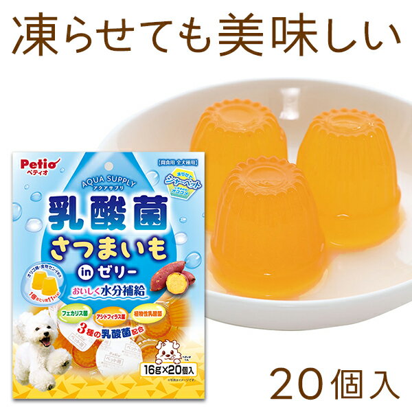 ペティオ アクアサプリ 乳酸菌 さつまいもinゼリー 16g×20個入 機能性食品 犬用おやつ 乳酸菌（フェカリス菌・アシドフィラス菌・植物性乳酸菌）・オリゴ糖・食物センイ配合 6ヶ月～ 全犬種 Petio W14304