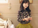【メール便OK】★AMBER PURE★ 花柄フラワー長袖 カットソー ロングTシャツブラウン・バニラ(白)・ココア 3色 100cm 110cm 120cm ...
