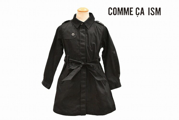 コムサ イズム トレンチ ワンピース 女の子 長袖 90 100 きれいめ キッズ 子供 春 秋 冬 COMME CA ISM ベルト 付 黒 ブラック ブラン...
