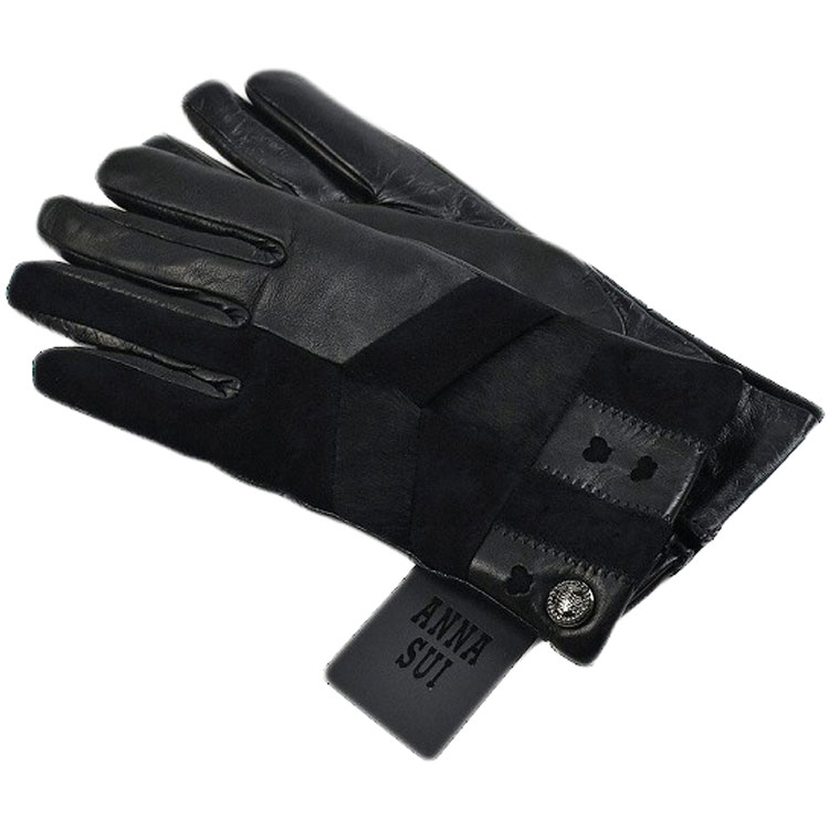 アナスイ 手袋 レディース スマホ対応 革 皮 ラムレザー 暖かい かわいい 自転車 防寒 ブランド ハイブランド ANNA SUI バタフライ 黒 ブラック ...