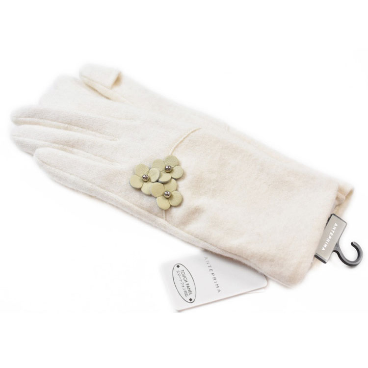 アンテプリマ 手袋 レディース ブランド ANTEPRIMA ウール カシミヤ混 フィオーリ デザイン スマホ対応 指先スリット 白 オフホワイト 21-22c...