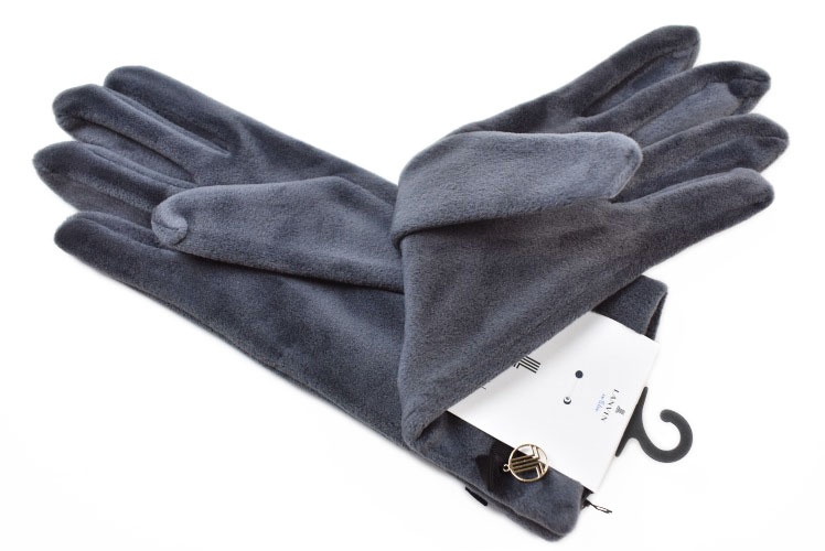 ランバン オン ブルー 手袋 レディース ブランド LANVIN en Bleu ロゴ グログランリボン グレー 21-22cm 女性 婦人 グローブ 防寒