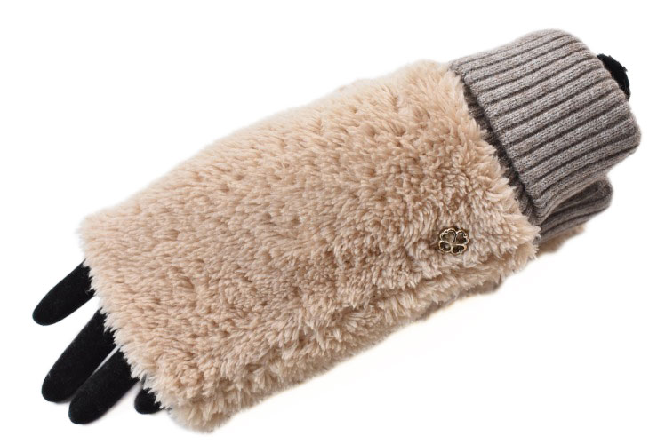ケイトスペード ニューヨーク 手袋 レディース ブランド kate spade NEW YORK 指なし ふわふわ ベージュ 21-22cm フィンガーレス 女性 婦人 グローブ 防寒