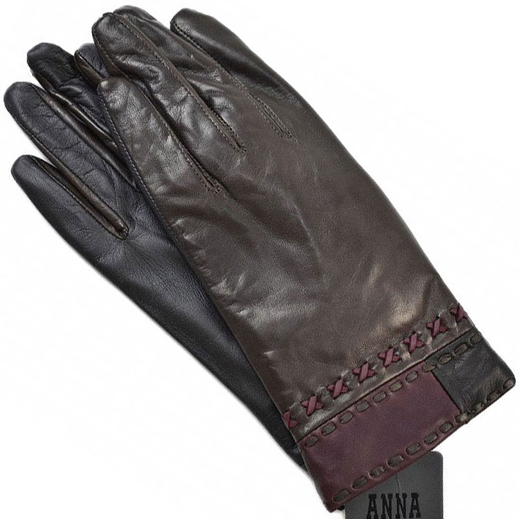 アナスイ 手袋 レディース スマホ対応 革 皮 ラムレザー 暖かい かわいい 自転車 防寒 ブランド ハイブランド ANNA SUI クロスステッチ 茶 ブラウ...