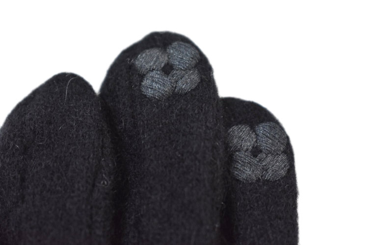 アンテプリマ 手袋 レディース ブランド ANTEPRIMA ウール カシミヤ混 折り返し ロゴ デザイン スマホ対応 黒 ブラック 21-22cm 女性 婦人 20代 30代 40代 50代 おしゃれ グローブ 防寒 カシミア
