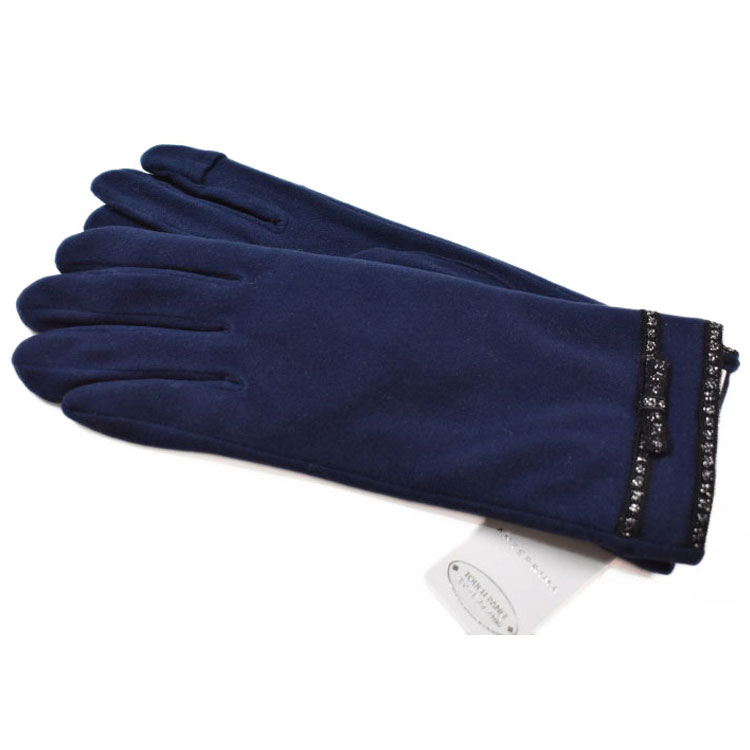 アンテプリマ 手袋 レディース ブランド ANTEPRIMA ラメ リボン ベルト デザイン スマホ対応 指先スリット 紺 ネイビー 21-22cm 女性 婦人...