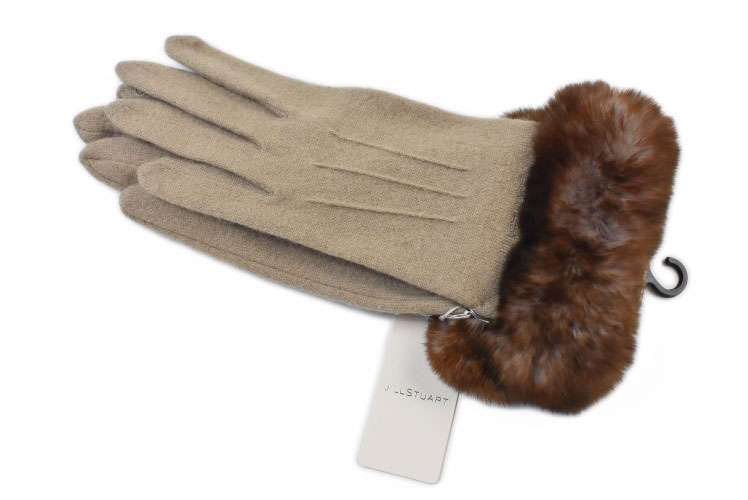 ジル スチュアート 手袋 レディース ブランド JILLSTUART ウール カシミヤ混 レッキス ラビットファー スマホ対応 ベージュ 21-22cm 女性 婦人 20代 30代 40代 50代 プレゼント ギフト おしゃれ グローブ 防寒 カシミア
