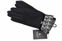 ランバン コレクション 手袋 レディース ブランド LANVIN COLLECTION ツイード カフス ベロア リボン ベルト カシミヤ混 スマホ対応 黒 ブ...
