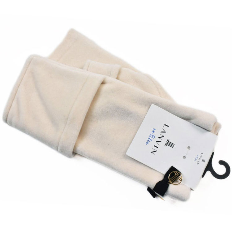 ランバン オン ブルー 指なし 2way 手袋 レディース ブランド LANVIN en Bleu ベロア調 ロゴ チャーム 白 オフホワイト 21-22cm ...