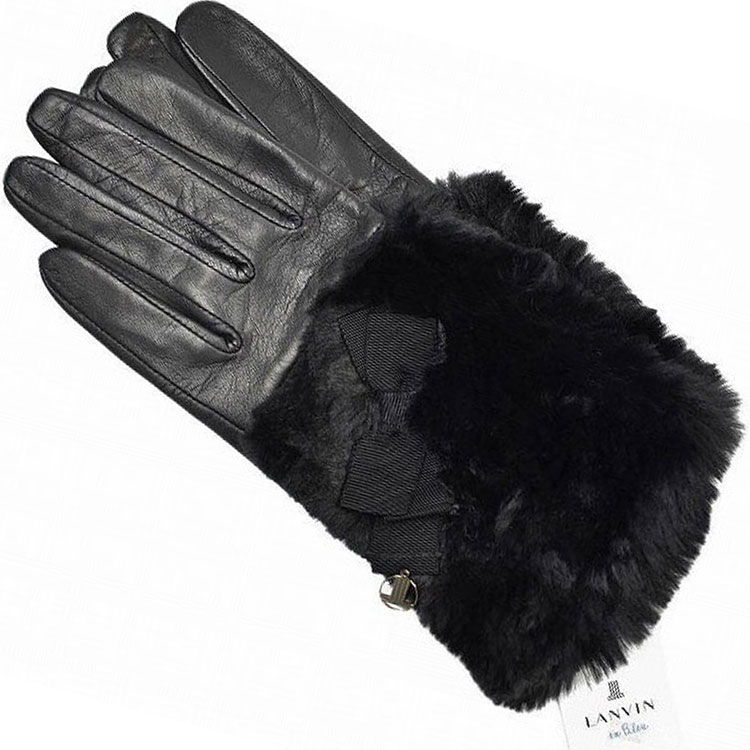 手袋 レディース ランバン オン ブルー 黒 防寒 暖かい ファー 革 皮 ブランド ハイブランド 50代 おしゃれ かわいい 20代 30代 40代 プレゼン...
