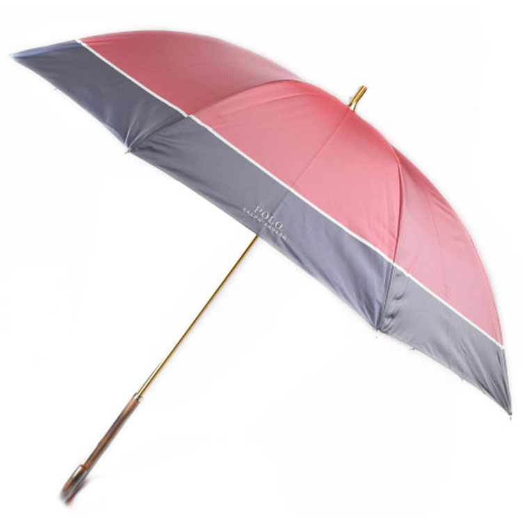 ポロ ラルフローレン 傘 雨傘 長傘 レディース ブランド POLO Ralph Lauren バイカラー デザイン ピンク × グレー 58cm 女性 婦人