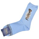 ポロ ラルフローレン 靴下 1足 レディース ウール 混 ブランド POLO Ralph Lauren サックス ブルー ポロベア 22-24cm クルーソック...