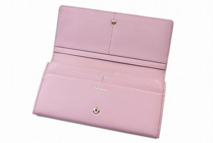 ポールスミス 財布 長財布 レディース Paul Smith スワール カラー ライン アクセント かぶせ 専用箱付 ピンク 女性 婦人 本革 BPW085 母の日