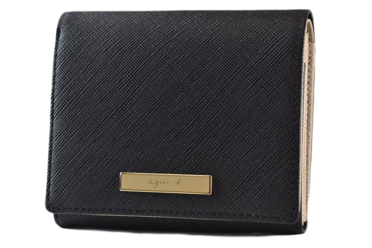 美品・箱付き》アニエスベー agnès b. 二つ折り 財布 ブラック