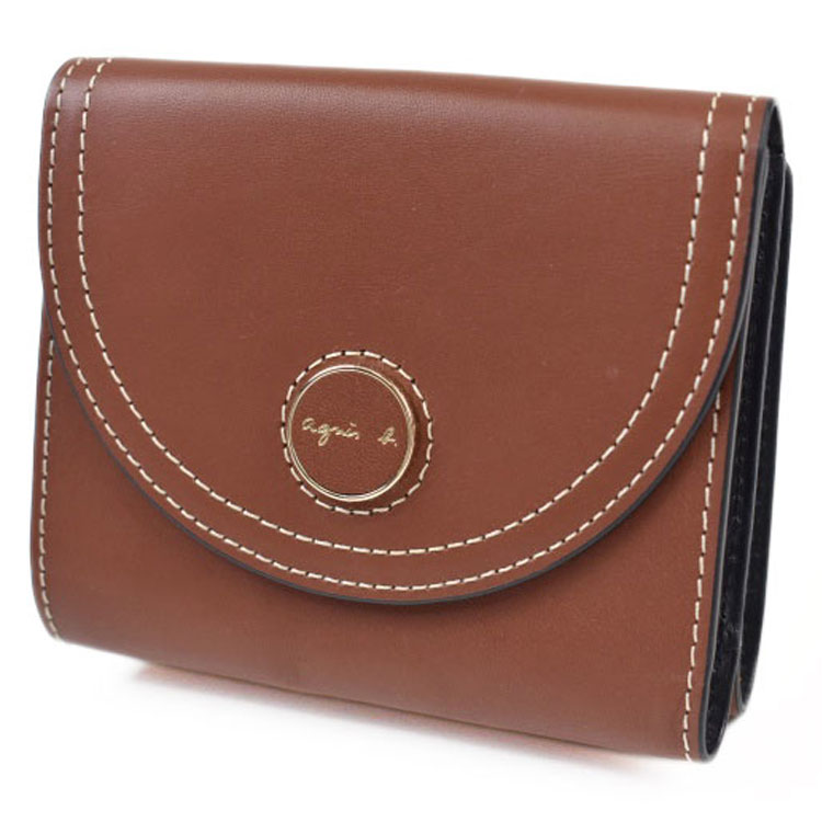 アニエスベー 財布 二つ折り財布 レディース ブランド agnes b. 二つ折りウォレット 専用箱付 茶 ブラウン 女性 婦人 20代 30代 40代 50代 革 レザー おしゃれ 新品 訳あり