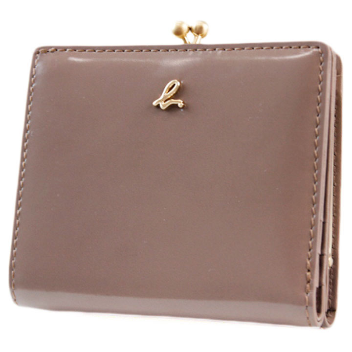 アニエスベー 財布 二つ折り財布 がま口財布 レディース ブランド agnes b. ガラスレザー がま口 二つ折りウォレット 専用箱付 モカ ベージュ 女性 婦人 20代 30代 40代 50代 革 レザー おしゃれ 新品 訳あり