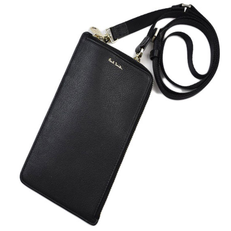 ポールスミス フォンフォルダー マルチケース メンズ ブランド Paul Smith カラースロット L字ファスナー ショルダーポーチ 専用箱付 ブラック 黒 男性 紳士 BPS057
