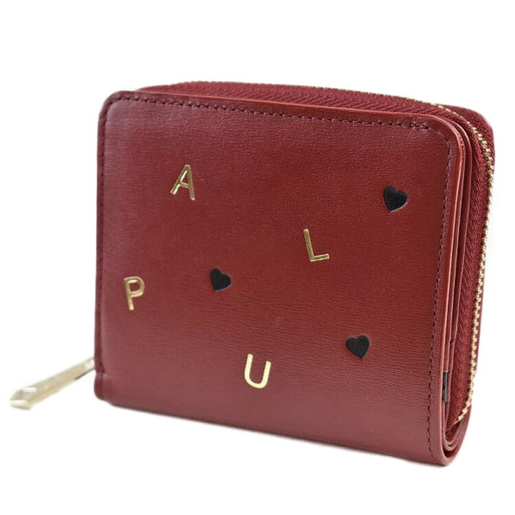 ポールスミス ミニ財布 二つ折り 財布 コンパクト ラウンドファスナー レディース ブランド PaulSmith PSレターズ 専用箱付 赤 レッド 女性 婦人 本革 KPW022 母の日