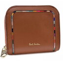訳あり ポールスミス 二つ折り 財布 コンパクト ラウンドファスナー レディース ブランド PaulSmith スワールインセット 専用箱付 茶 ブラウン 女性...