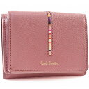 ポールスミス ミニ財布 三つ折り 財布 コンパクト レディース ブランド Paul Smith インセットクロスオーバー ストライプ フラップ 専用箱付 ピンク...