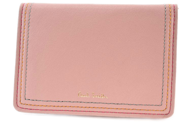 ポールスミス 定期入れ パスケース 二つ折り レディース カードケース 名刺入れ ブランド Paul Smith ストライプステッチ 専用箱付 ピンク 女性 婦人 本革 革 レザー 20代 30代 40代 50代 カード入れ おしゃれ PWD611 訳あり