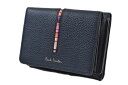 ポールスミス ミニ財布 三つ折り 財布 コンパクト レディース ブランド Paul Smith インセットクロスオーバー ストライプ フラップ 専用箱付 紺 ネイビー 女性 婦人 本革 20代 30代 40代 50代 おしゃれ プレゼント ギフト PWD653(4)