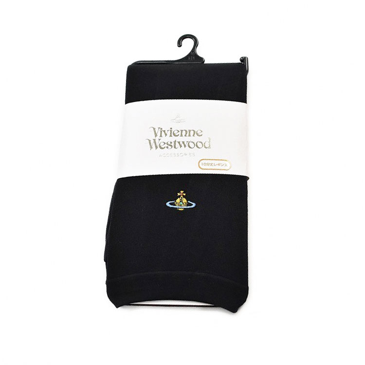 ヴィヴィアン ウエストウッド レギンス レディース ブランド Vivienne Westwood 黒 ブラック オーブ 刺繍 10分丈 M-L L-LL 女性 婦人 スパッツ