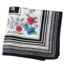ジルスチュアート スクエア スカーフ レディース ブランド JILLSTUART シルク 100% 黒 ブラック 白 ホワイト ピンク 青 ブルー 花 フラワー...