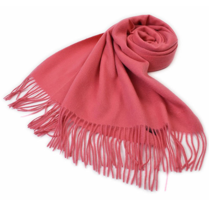 ケイト スペード ニューヨーク 大判 マフラー レディース ブランド kate spade NEW YORK カシミヤ 100％ ロゴ 刺繍 コーラル ピンク 女性 婦人 ケート カシミア