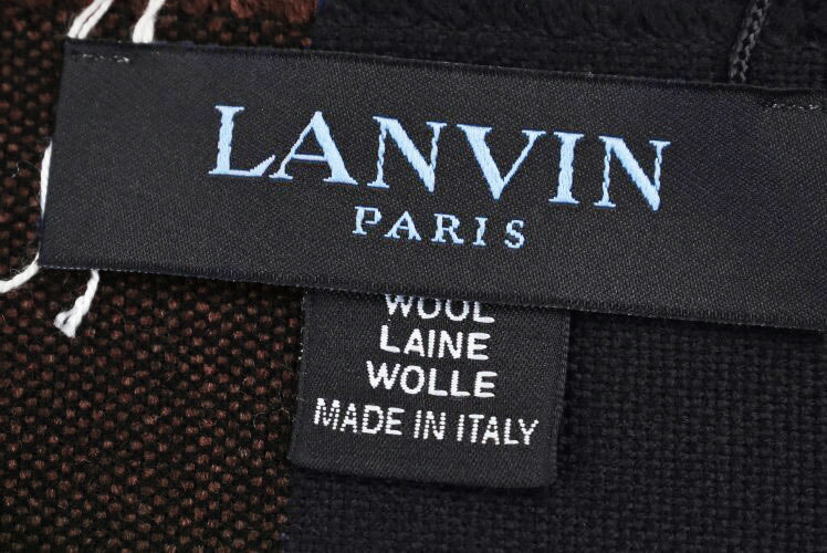 ランバン パリス ストール マフラー メンズ ブランド LANVIN PARIS ウール 100％ バイカラー デザイン 茶 ブラウン × 黒 ブラック イタリア製 男性 紳士 x1x