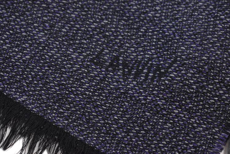 ランバン パリス ストール マフラー メンズ ブランド LANVIN PARIS ウール 100％ ロゴ 刺繍 デザイン パープル 系 イタリア製 男性 紳士 x1x