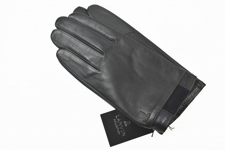 ランバン コレクション 手袋 メンズ ブランド LANVIN COLLECTION ラムレザー 24cm 25cm スマホ対応 ネイビーグレー 男性 紳士 グローブ 防寒
