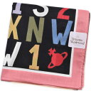 ヴィヴィアン ウエストウッド ハンカチ 1枚 レディース ブランド Vivienne Westwood ポストコード POSTCODES 黒 ブラック ピンク マルチカラー アルファベット ORB オーブ プリント デザイン 女性 婦人