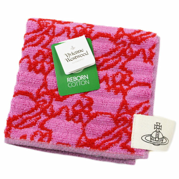 ヴィヴィアン ウエストウッド タオルハンカチ ハンカチ 1枚 レディース ブランド Vivienne Westwood ピンク × 赤 レッド ORB オーブ 女性 婦人 母の日 20代 30代 40代 50代 プレゼント ギフト おしゃれ ポイント消化 ハンドタオル