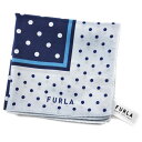 フルラ 大判 ハンカチ ミニ スカーフ シルク 混 1枚 レディース 日本製 綿 高級 ブランド ハイブランド FURLA ブルー ネイビー ドット 女性 母の...
